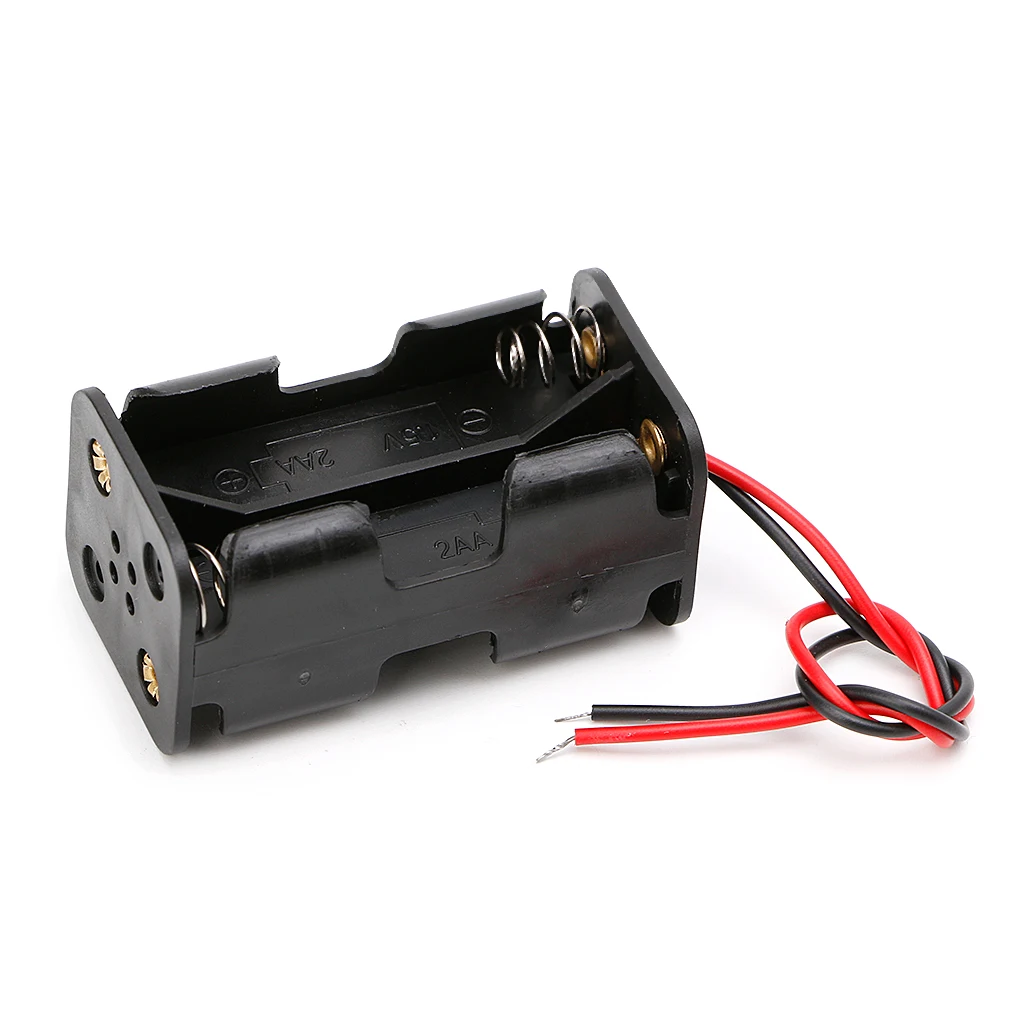 

6V Positive and Negative Double AAx4 Open Battery Holders Box with Wire Leads Drop Ship Support