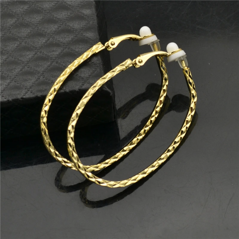 Clipped on Ears Non-pierced Fashion Jewelry Accessories Big Circle Shiny Oval Personality Ladies Earrings