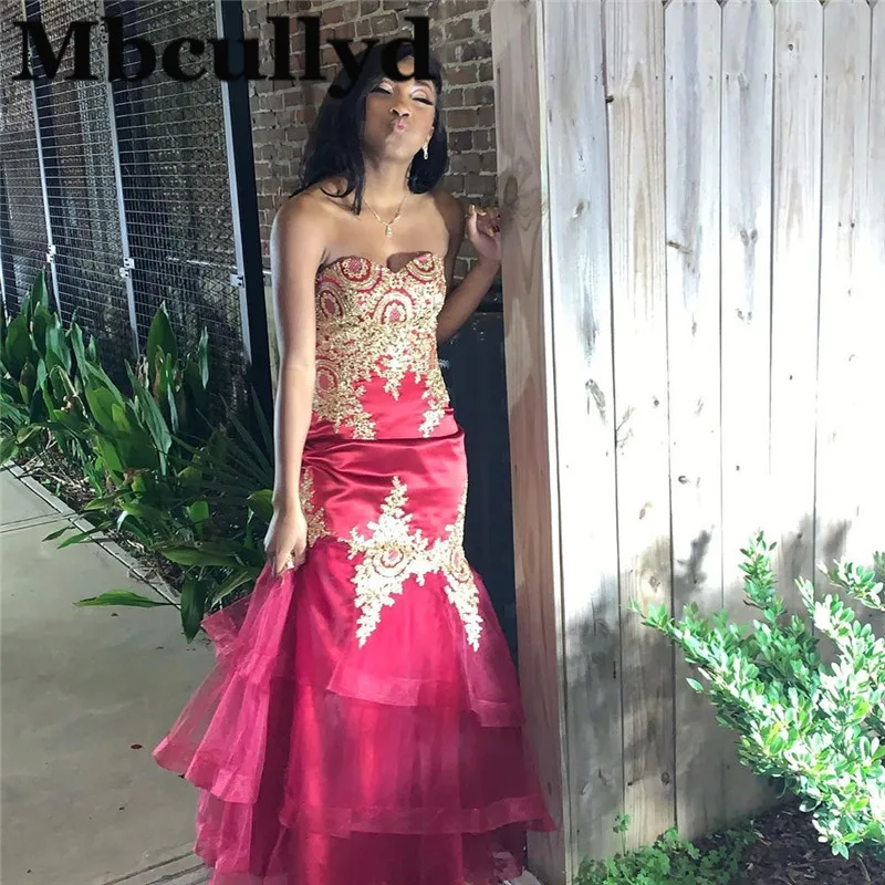 

Mbcullyd Sweetheart Mermaid Prom Dresses Long 2020 Gold Lace Imported Evening Dress For Women Plus Size vestidos de fiesta