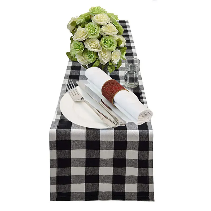 

Cotton Christmas Table Runner Buffalo Plaid Table Runners Modern Home Farmhouse Wedding Banquet Party Supplies Home Textile