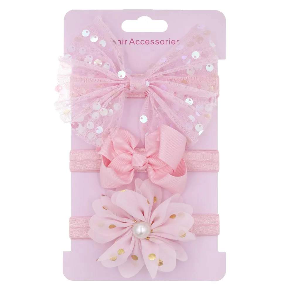 

Baby Flower Clothing Hair Accessories Infant Baby Girls Mesh Shiny Bows Headband Newborn Elastic Hairband Hair Photo Props