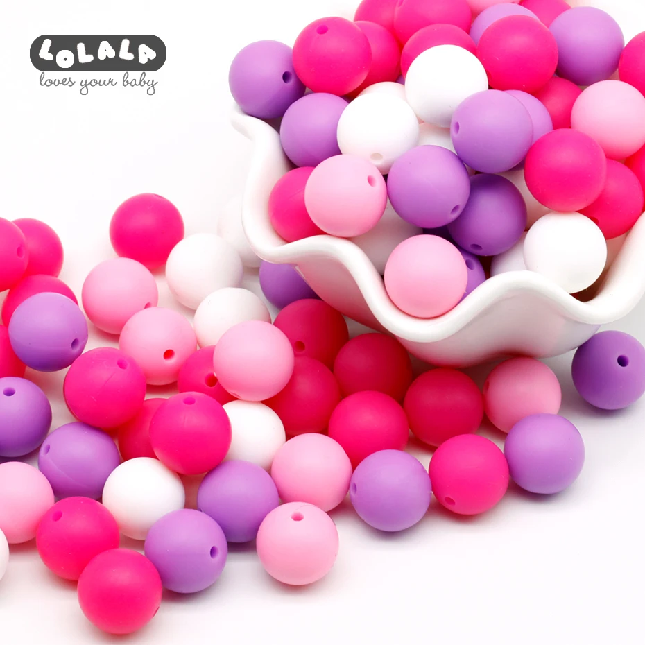 12mm 30pc Silicone Beads Food Grade Silicone Baby Teething Products Chews Pacifier Chain Clips Beads Baby Teethers