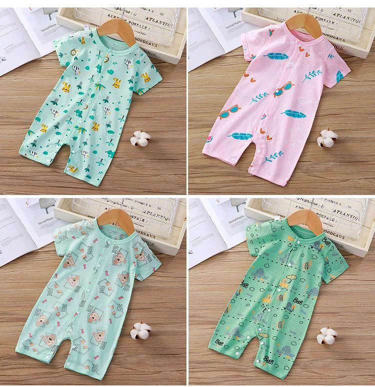 Baby Bodysuits cheap Summer Breathable Jumpsuit Infant Costume Short Rompers Cotton Clothing Baby Romper Newborn Baby Girl Boys Roupas Kids Wear black baby bodysuits	