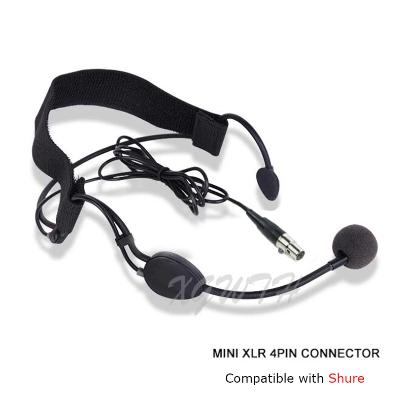 Fone de Ouvido Microfone Duplo sobre a Cabeça Cabeça Bandana Vestindo Mic para Shure sem Fio Bodypack Sistema Transmissor 4pin Xlr Ta4f Me3 - Image 3