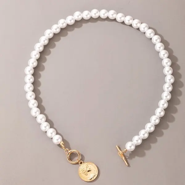 Elegant Big White Imitation Pearl Beads Choker Clavicle Chain 
