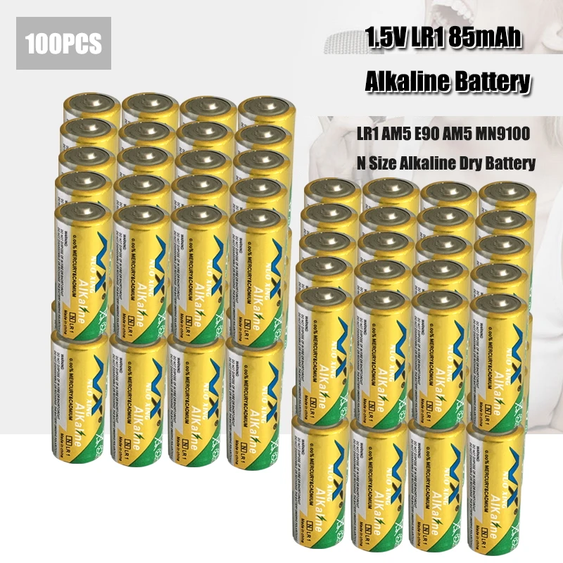 100 шт 1 5 V N размер LR щелочная сухая батарея LR1 AM5 E90 MN9100 15A 910A батареи для игрушек