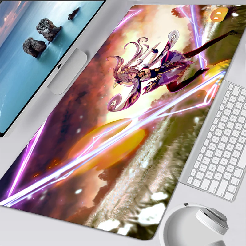 Genshin Impact Gamer Desk Pad Rug Mouse Pad Anime Pc Gamer Complete Gaming Accessories Mausepad Varmilo Mice Keyboards Computer