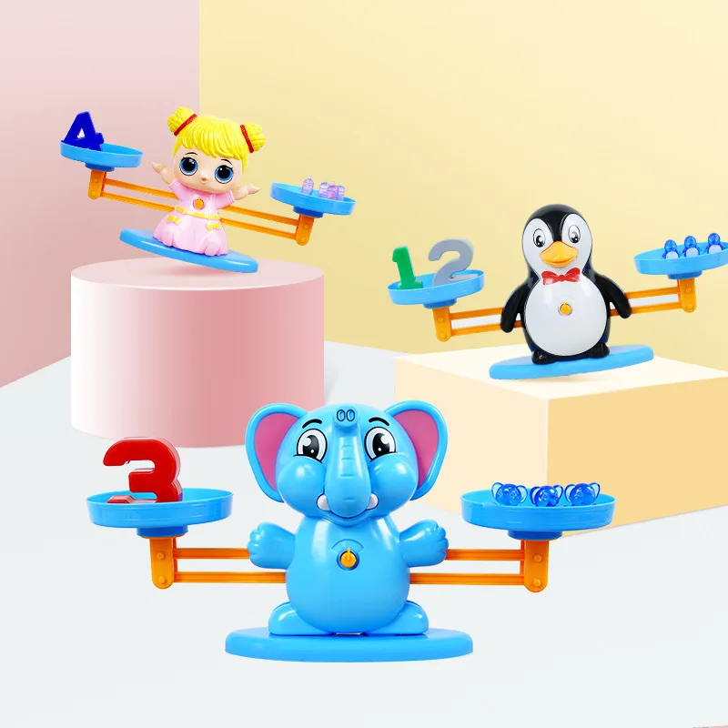 

Penguin Baby Elephant Mathematics Balance Children +/- Arithmetic DIY Tabletop Toys Kindergarten Educational Teaching Aids Plant