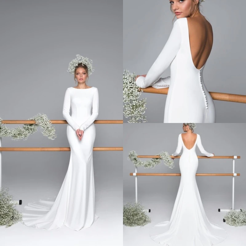 long sleeve bateau neck wedding dress