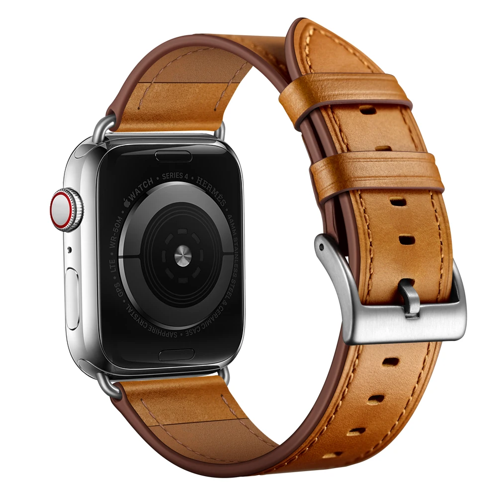 Кожаный ремешок для часов correa для iwatch, 5 ремешков, браслет для apple watch, серия 5, 4, 3, 2 ремешка, 38, 40, 42, 44 мм, ремешок для браслета - Цвет ремешка: light brown
