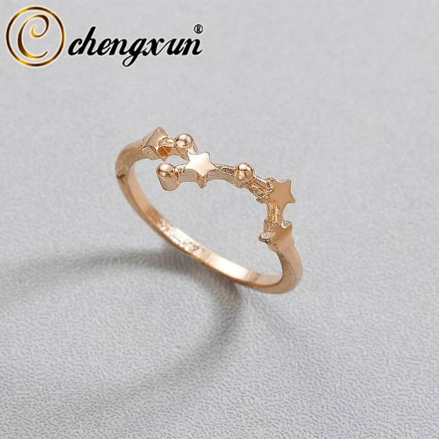

CHENGXUN 2020 New 12 Constellation Finger Rings Virgo Horoscope for Women Wedding Party Fashion Star Jewelry Birthday Gift