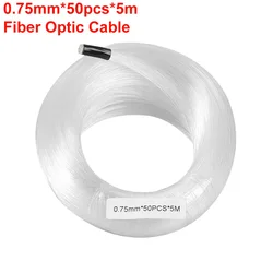 Cable óptico de fibra brillante de extremo de plástico PMMA para todo tipo de motor de luz LED, 0,75mm x 50 piezas x 5M, efecto cielo estrellado, DIY