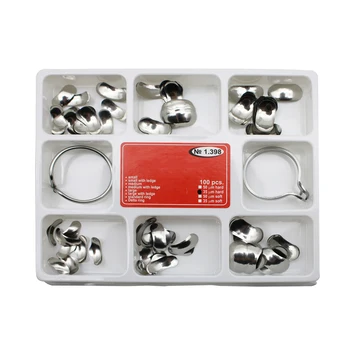 

100pcs Dental Matrix Metal Matrices No.1.398 Sectional Contoured + 2 Rings Dentsit Tools Corrosion Resistant Durable Silver