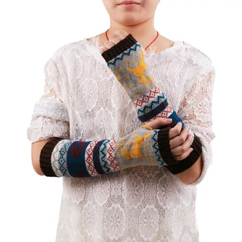 

Winter Glove Arm Hand Warmer Knitted Long Women Fingerless Mitten Gloves 10.16