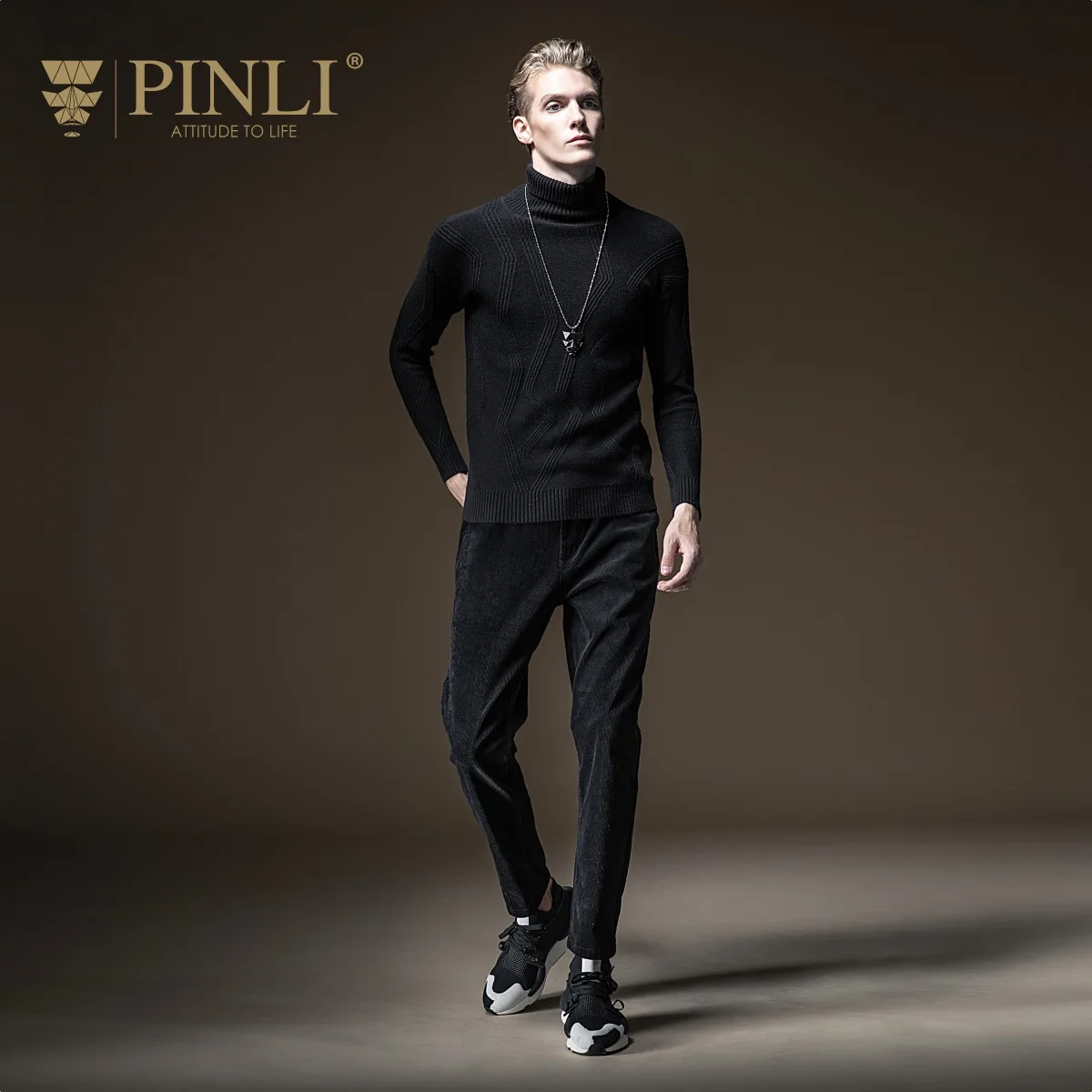 Горячая Распродажа, стандартный длинный мужской свитер Eden Park, Pinli, зимний мужской жаккардовый свитер с высокой горловиной, тренд B194310198