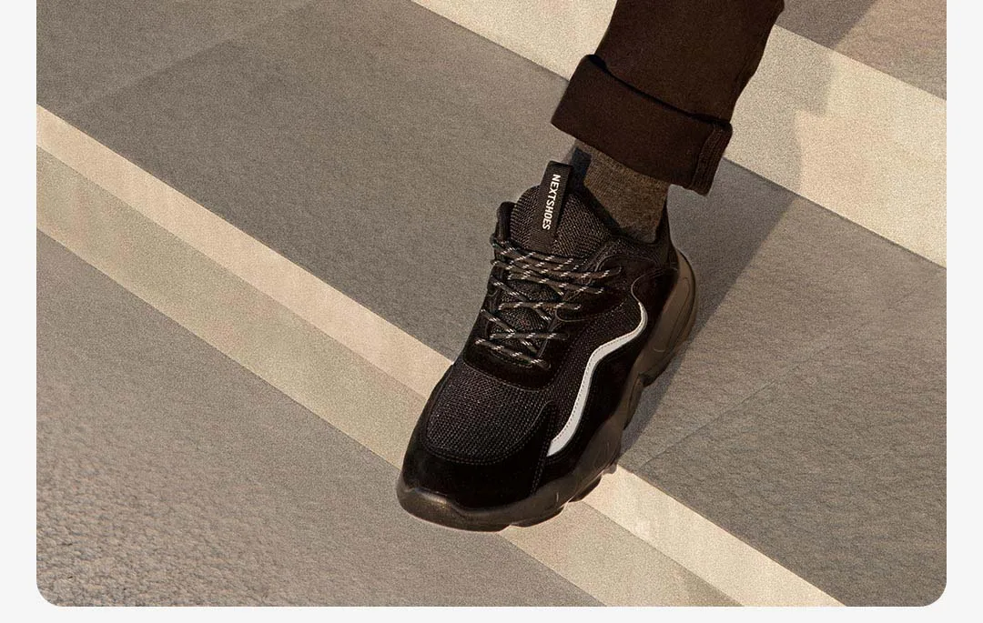 Xiaomi NEXTSHOES/повседневная мужская обувь с толстой сеткой; Легкая удобная обувь с толстой подошвой; Черная универсальная прогулочная обувь