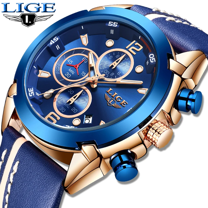 2019 LIGE Mens Watches Top Brand Luxury Sports Quartz Men Watch Waterproof Chronograph Wristwatch Date Clock Relogio Masculino