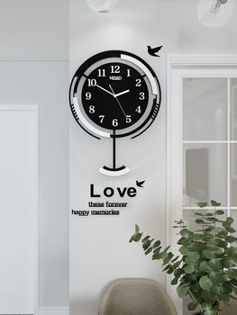 

Simple Pendulum Wall Clock Digital Sticker Nordic Living Room Wall Clock Creative Minimalist Reloj Salon Home Decoration AF50WC