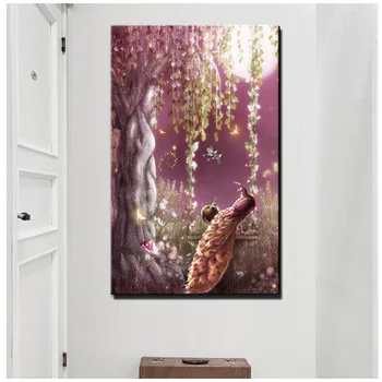 

Diy 5D Diamond Painting Moon peacock Bird Mushroom Full square round diamond Cross Stitch Mosaic Rhinestone Home DecorZP-3536