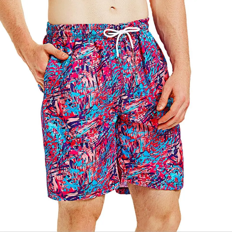 green leaf Printing beach shorts swimsuit quick dry men swimwear mens swimming Trunks sexy solid male swimsuit gay swim suit 178 - Цвет: 190