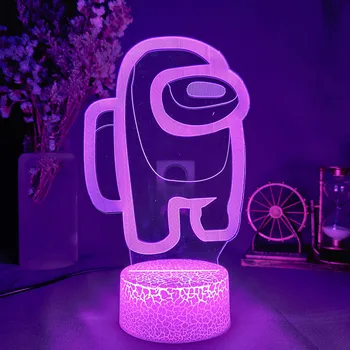 

16-Colors Among-Us LED Desktop Lamp Touch Switch + Remote Control Night Lamps Game 3D Illusion Bedside Decor Lights Atmosphere #