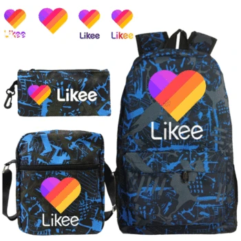 

Likee Video App 3pcs / Set Backpack School Bags for Girls Boy Laptop Travel Backpack Likee Women Shoulder Bags Bags Pencil Bag