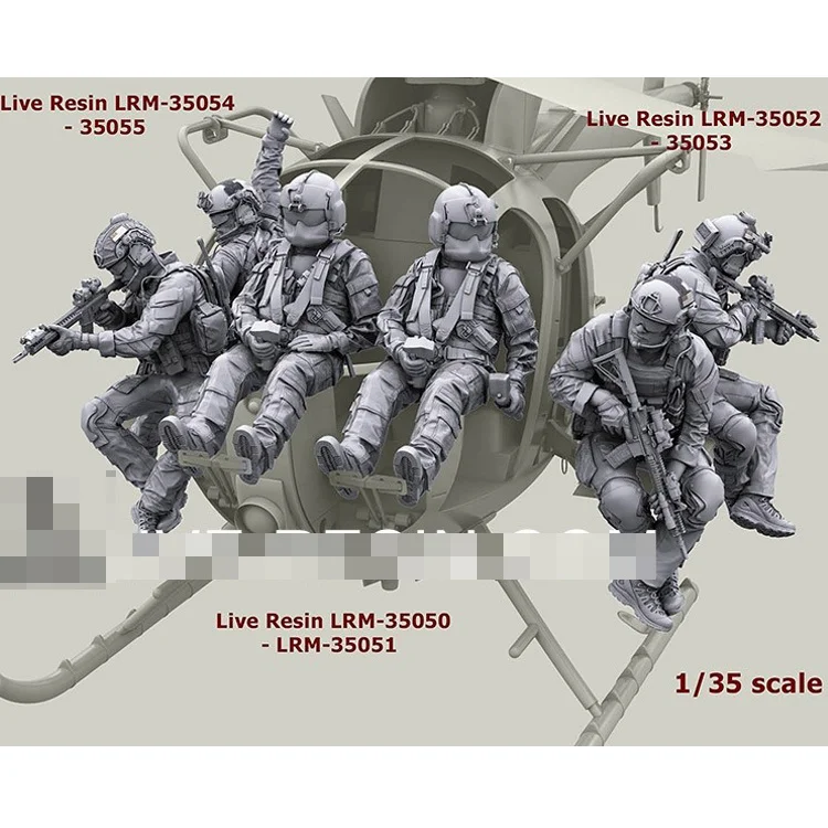 Hot Products! 1 / 35 Resin Soldier model modern Black Hawk helicopter set soldier 9  white model