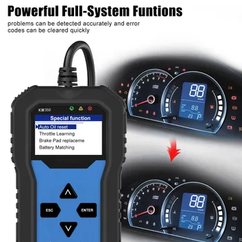 

Scanner Car Engine Breakdown Code Reader KW350 V007 OBD2 Car Diagnostic Scanner Oil Reset Light Service EPB Fault Diagnostic Too