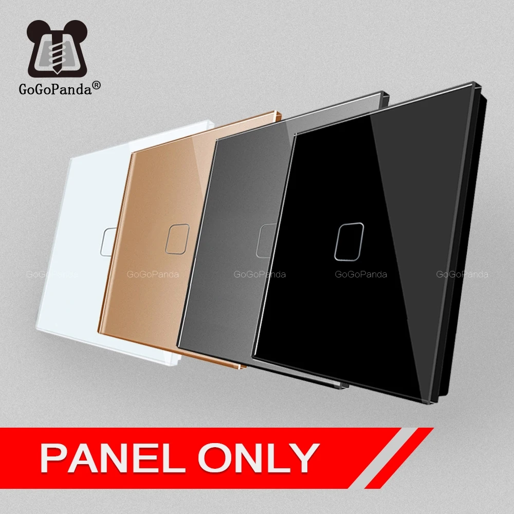 Touch Switch Panel Round Square 86mm * 86mm EU UK 1G 2G 3G Luxury Crystal Glass Panel White Black Grey Gold 1 Piece (Not switch) wall touch switch socket,light switch cover,pixel style switch board
