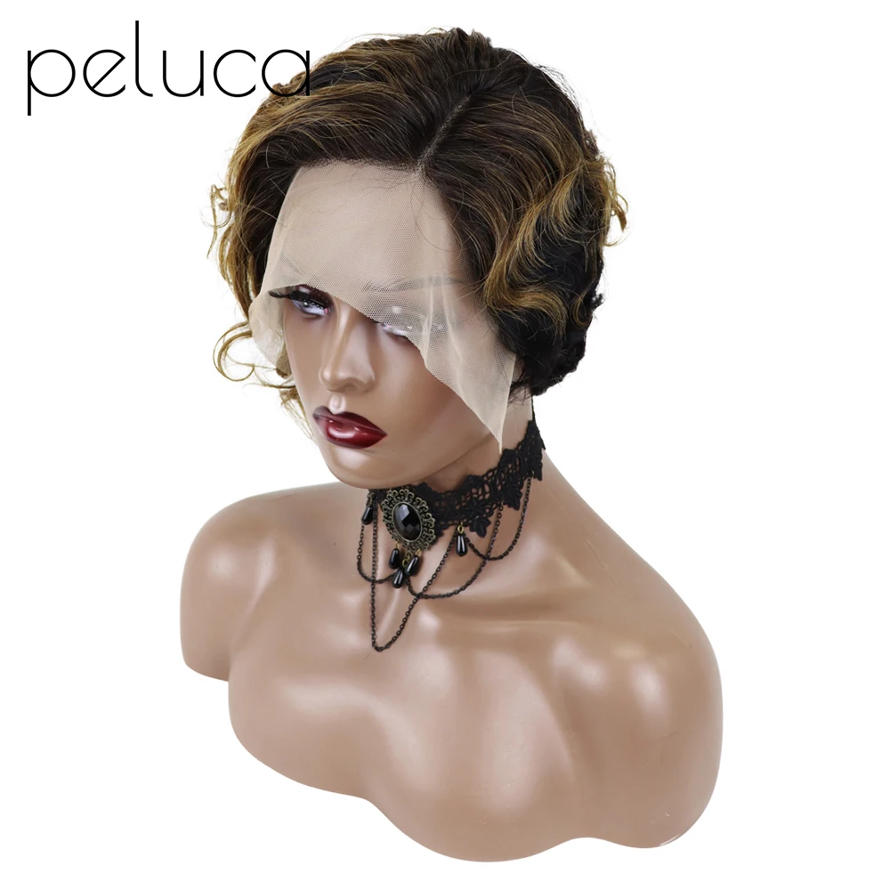 

Парик peluca короткий 13X4 на шнуровке спереди, кудрявый парик с вырезами фея, 100% натуральные волосы, Боб, бразильские волосы, парик для чернокожих женщин, блонд, Новинка