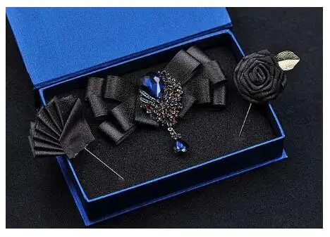 black gold set Модный мужской Роскошный Британский бриллиантовый галстук-бабочка, набор, официальные деловые Женихи, свадебные галстуки-бабочки, вечерние жаккардовые драгоценные камни, костюмы, галстук - Цвет: black gold set