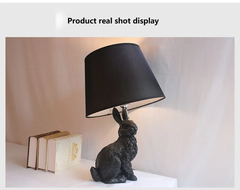 Resin black White Rabbit Modern LED Table Lamp Black stand desk light 16
