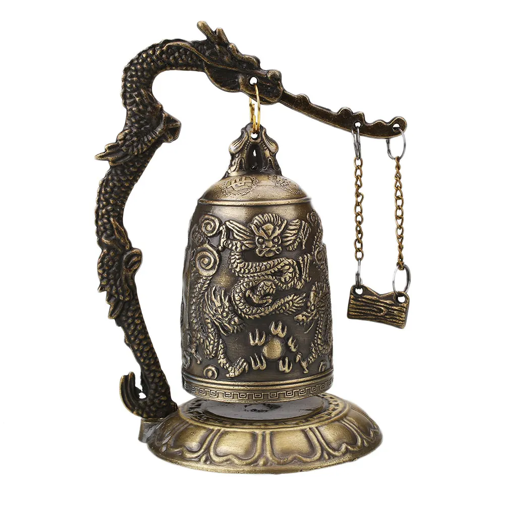 

Brass Bell Copper Dragon Clock Bronze Bell China Carved Lotus Statue Antique Arts Buddhism Temple Alloy Home Decoration Crafts