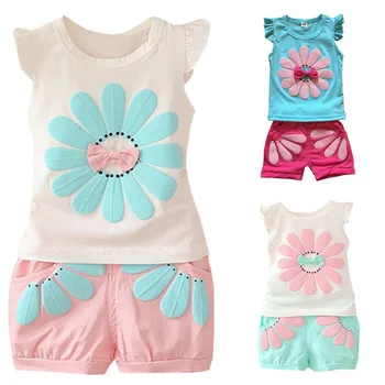 

Toddler Kids Cute Baby Girl Cartoon Outfits T shirt Tops Shorts Clothes Set