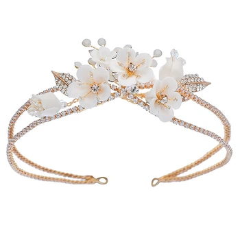 

Gold Bridal Headband Crystals Rhinestone Headband Flower Girl Wedding Hair Combs Accessories for Brides Bridesmaids