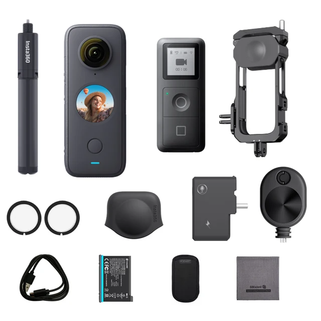 insta360one X2＋自撮り棒×2＋レンズキャップ＋バレットタイムコード 