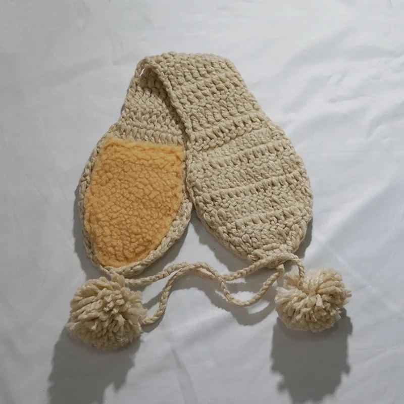 beige Женские вязаные наушники, модные, новые, корейский стиль, милые, чистый цвет, плюшевый шар, ручная работа, ветрозащитные, теплые, на осень и зиму, аксессуары - Цвет: beige