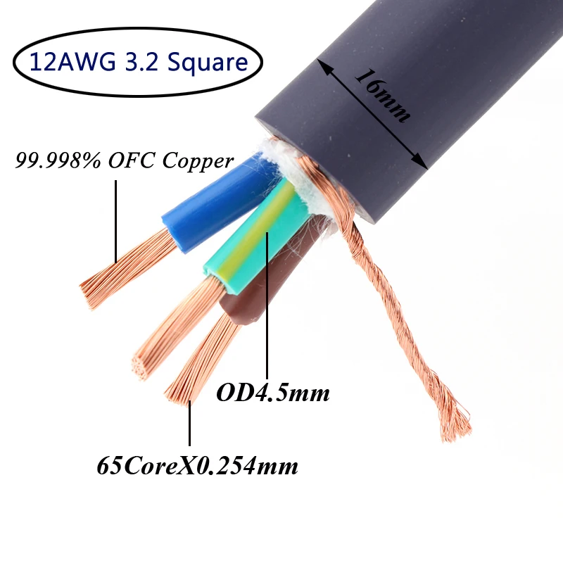 Hochwertiges US-Wechselstromkabel aus OFC-Kupfer mit WCF2TR. Rhodinierter US-Netzstecker aus Kohlefaser – Detail 1