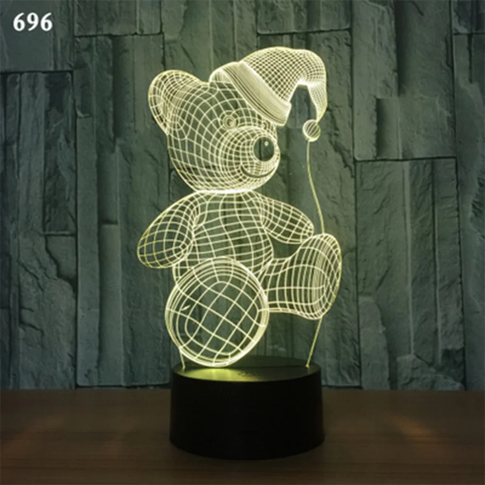 Медведь ночной Светильник СВЕТОДИОДНЫЙ восхитительный Настольный Светильник Внутреннее освещение украшение мультяшная настольная лампа рождественское Рождественское украшение для дома подарки 3D