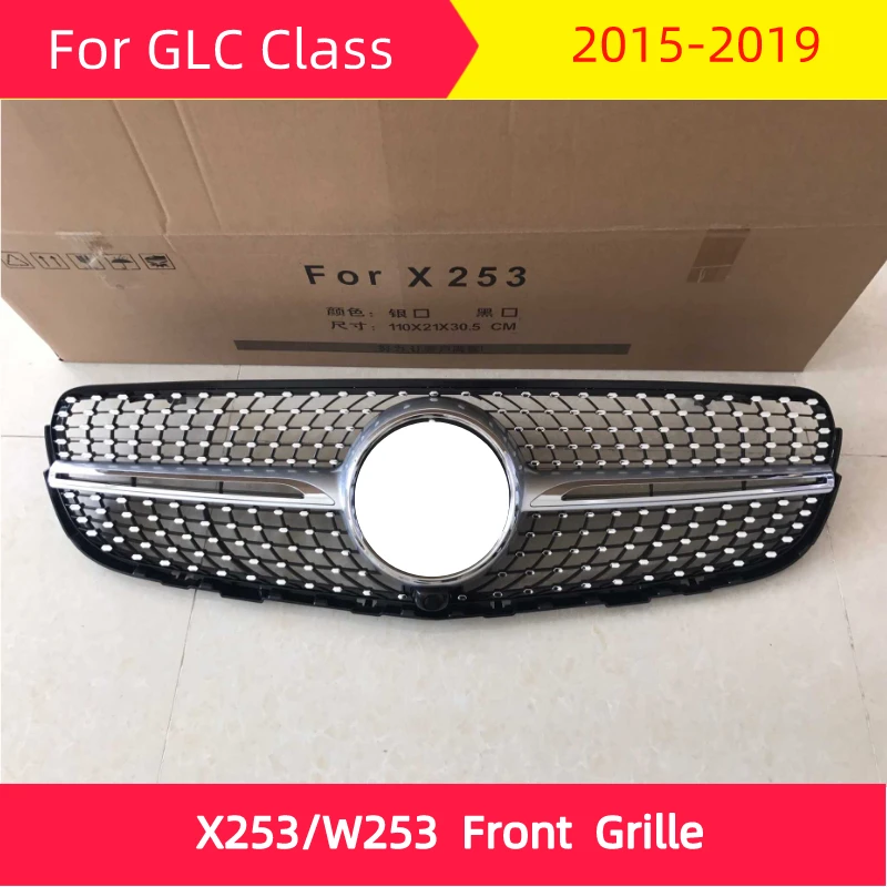 GLC класс, алмазная Передняя решетка для mercedes W253 X253- GLC200 GLC300 GLC250 GLC350, автостайлинг