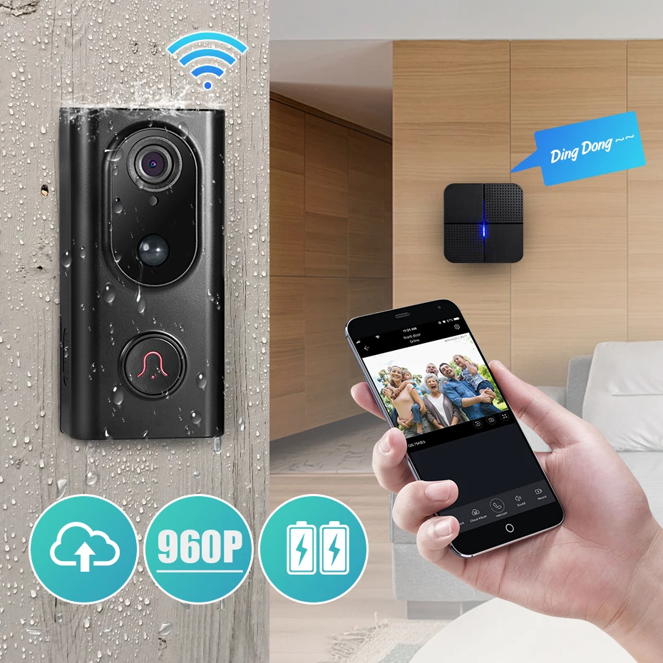 KERUI L16 1.3mp 960P видеодомофон умный беспроводной IP Wifi дверной Звонок камера