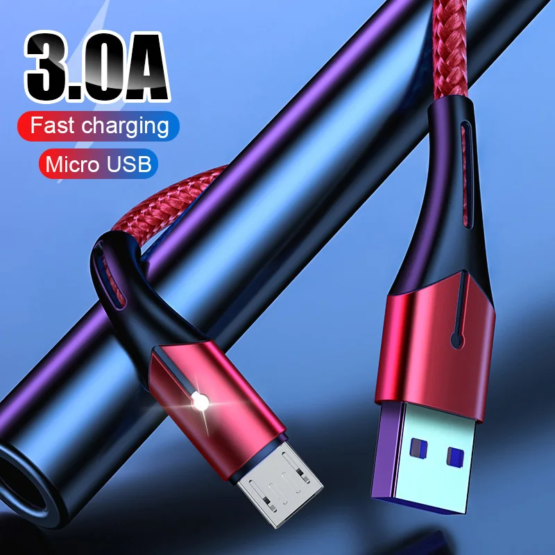 Кабель Micro USB 3A для быстрой зарядки Micro-кабели Samsung Xiaomi LG кабель и передачи данных