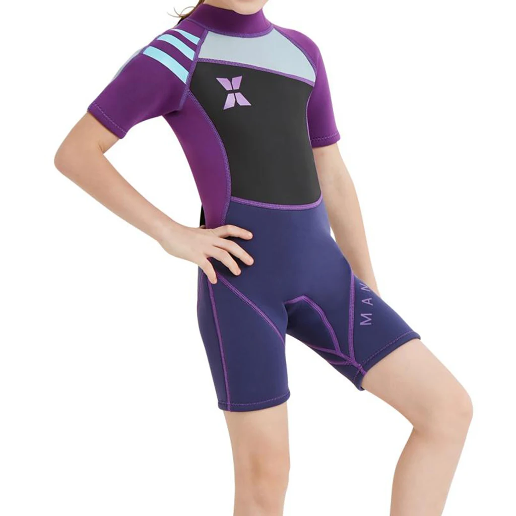 Kids Wetsuit,2.5mm Neoprene Thermal Swimsuit,Short Sleeve Kids Wet Suits for Swimming Scuba Diving,Full Wetsuit for Girls Boys