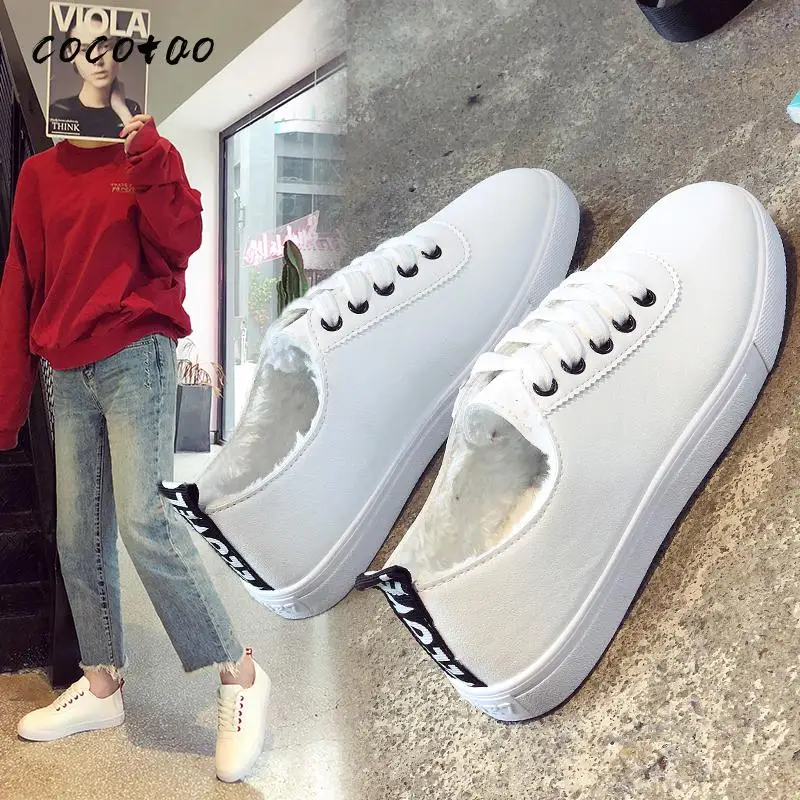 

2020 Korean Version Of Flat White Women's Shoes Spring And Autumn Wild White Shoes Warm Early Spring Explosion Sports Wind