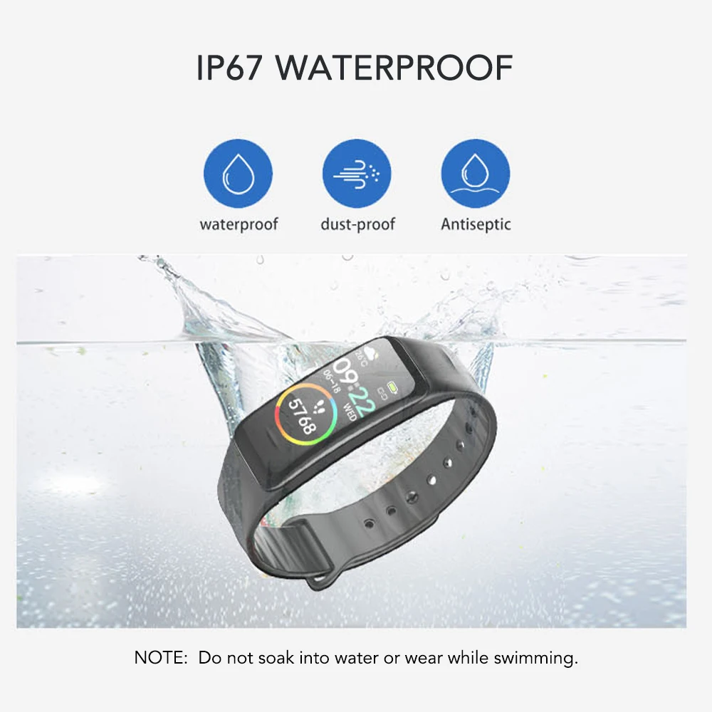 IP67 умный Браслет фитнес-трекер SmartBand пульсометр кровяное давление кислород измерение сна и калорий мониторинг