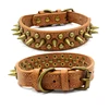 Retro Copper Spikes Studded Dog Collar for Large Dogs German Shepherd Mastiff Rottweiler Bulldog Widen PU Leather Pet Collar ► Photo 3/6