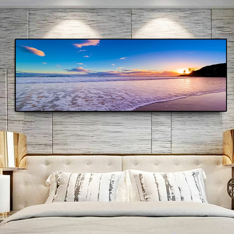 HD Sunsets Natural Sea Beach Scenery Oil Painting on Canvas Posters and Prints Cuadros Wall Art Pictures For Living Room