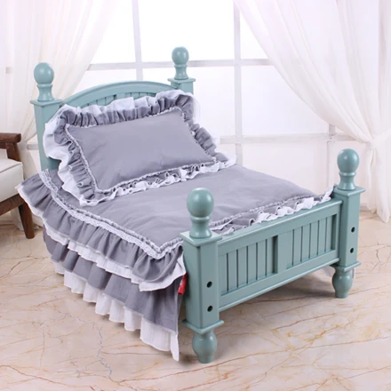 Твердая деревянная кровать для собаки, домашнего питомца для деревянной кровати крепкий и красивый цветок кровать снимается и стирается
