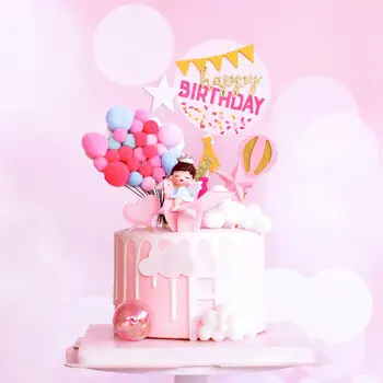 

Crane Girls Straw Cake Topper for Birthday Party Decor Baby Shower Dessert Hairball Bouquet Baking Supplies Ladder Kid Love Gift