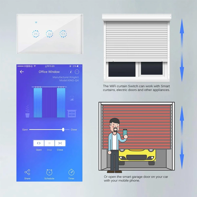 Top-US Plug,for Ewelink Smart Curtain Motor Electrical Blinds WiFi Switch Press APP Voice Control By Alexa Echo Google Home